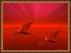 Red Dragons soaring in an Alien sky 2